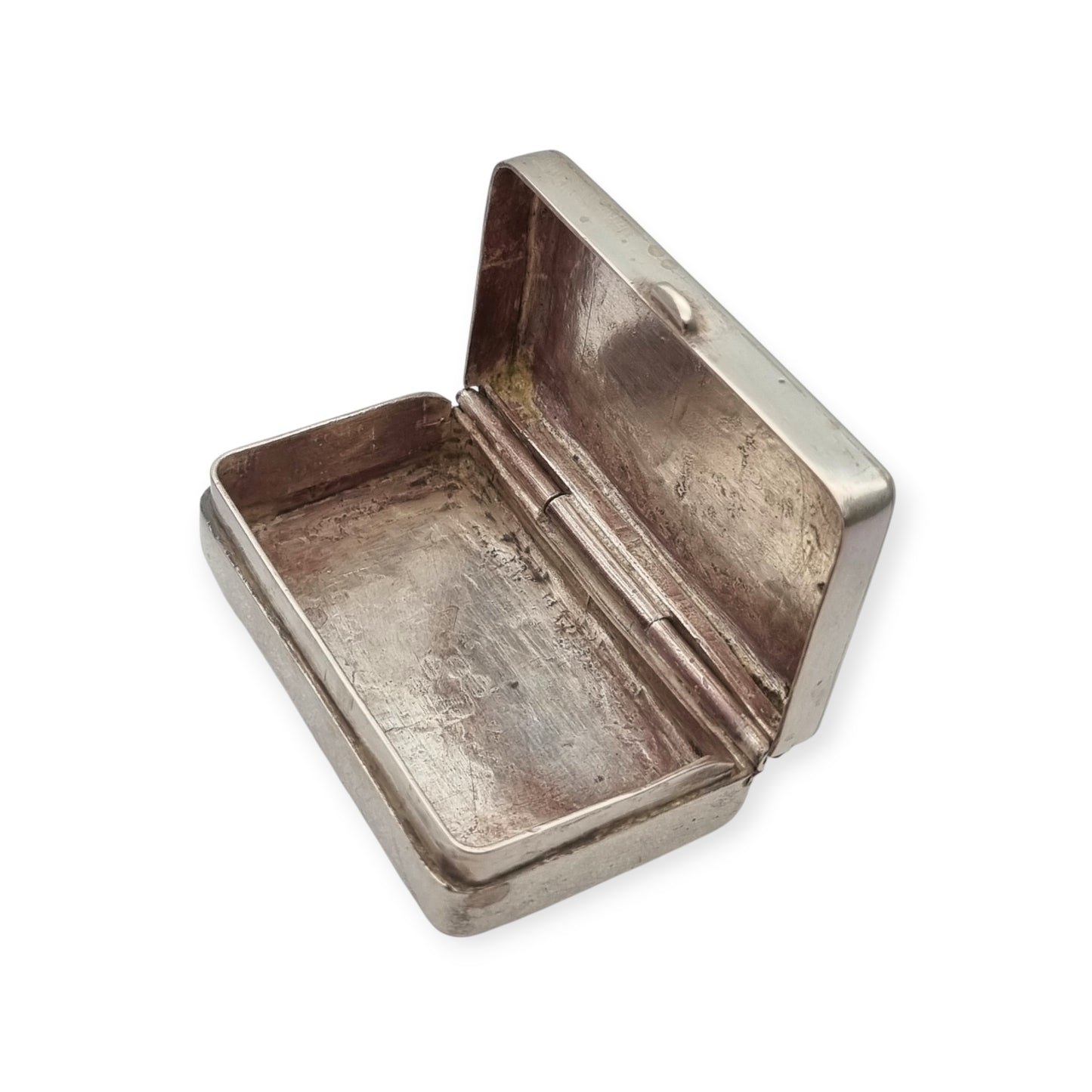 Caja rectangular antigua de plata grabada con decoración floral, Europa siglo XX