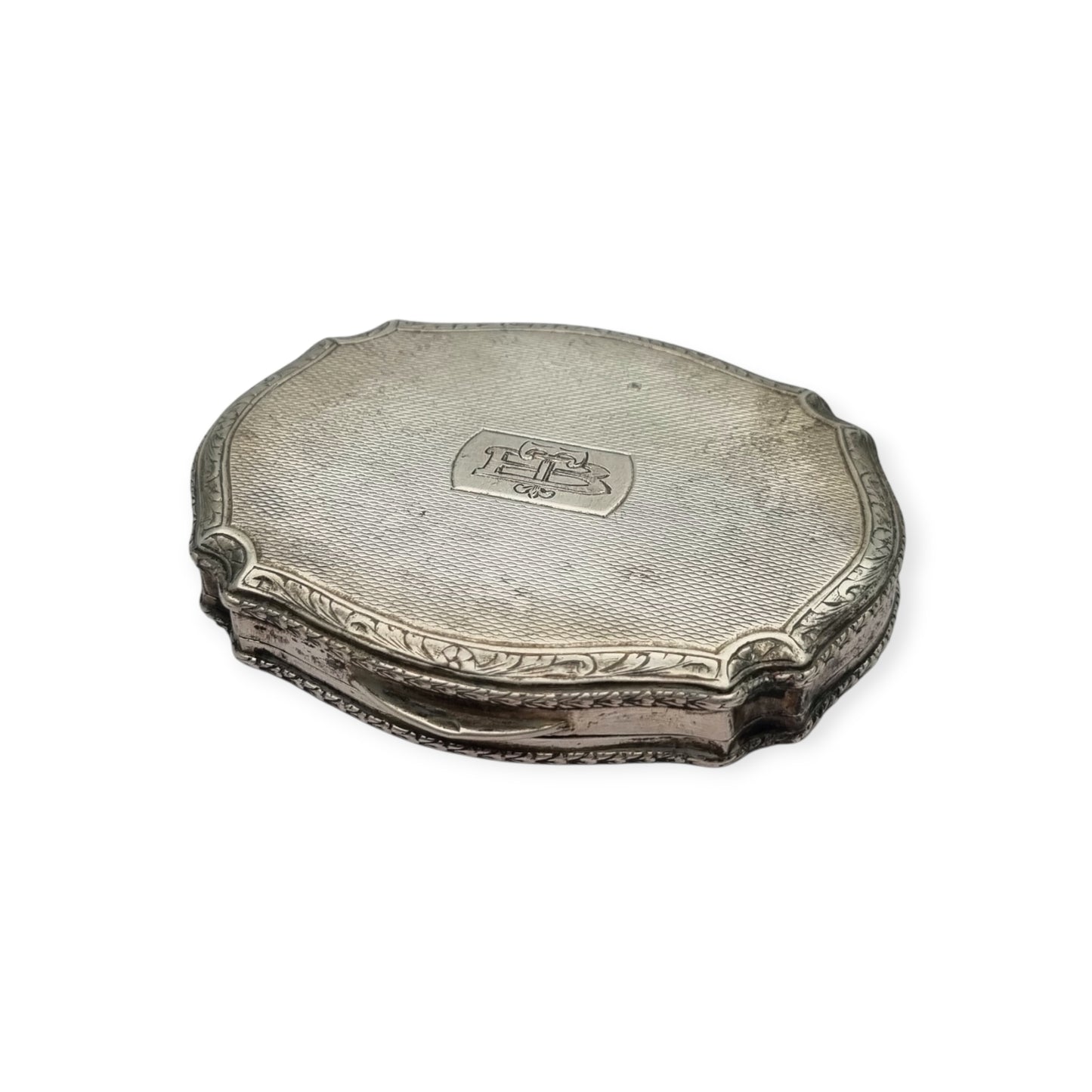 Italian L&N .800 Silver Powder Compact with Mirror and Lipstick Holder, Art Deco Makeup Case, circa 1930