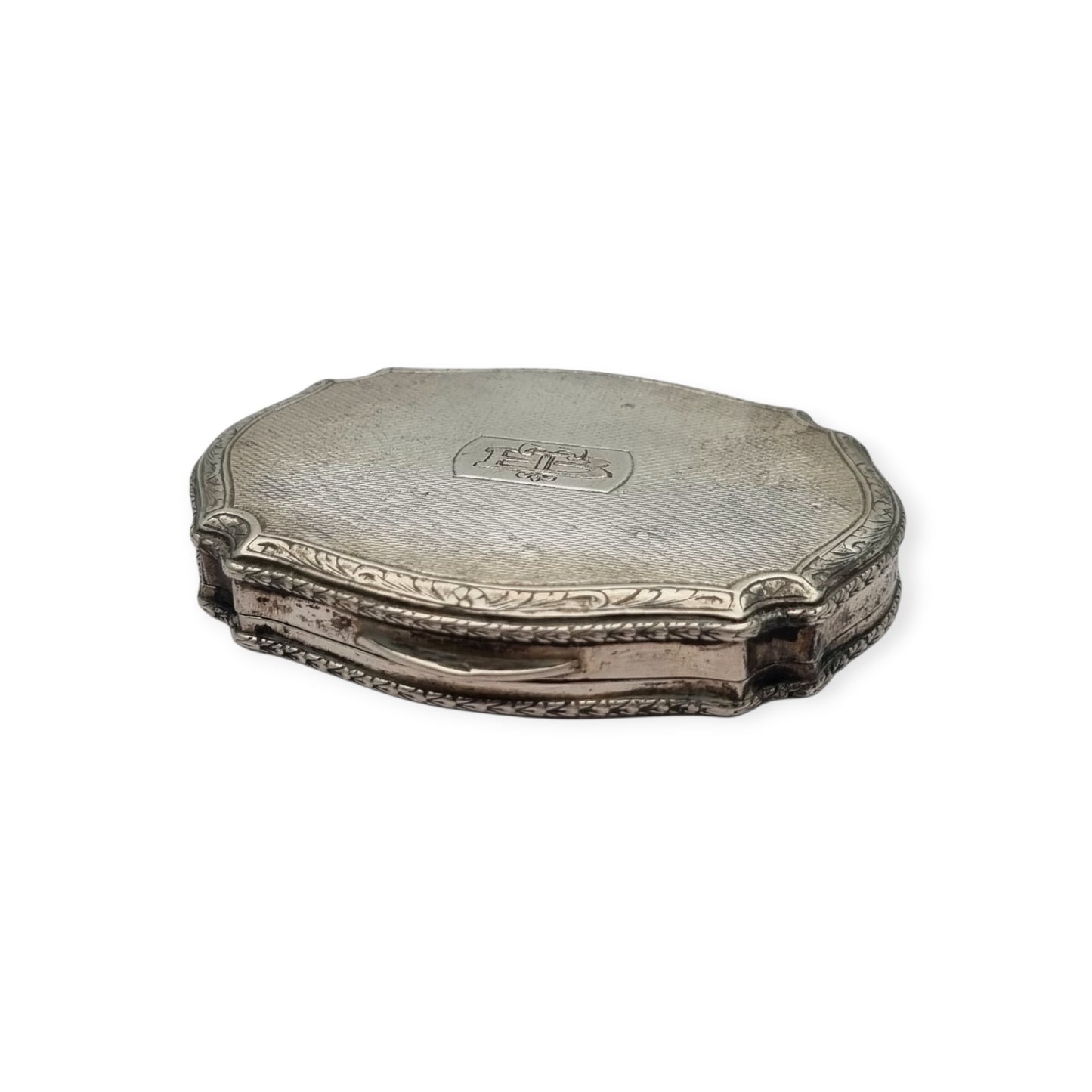 Italian L&N .800 Silver Powder Compact with Mirror and Lipstick Holder, Art Deco Makeup Case, circa 1930