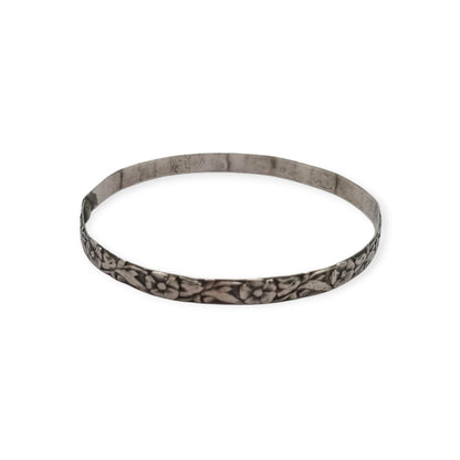 Vintage silver bracelet with embossed floral design circa 1950