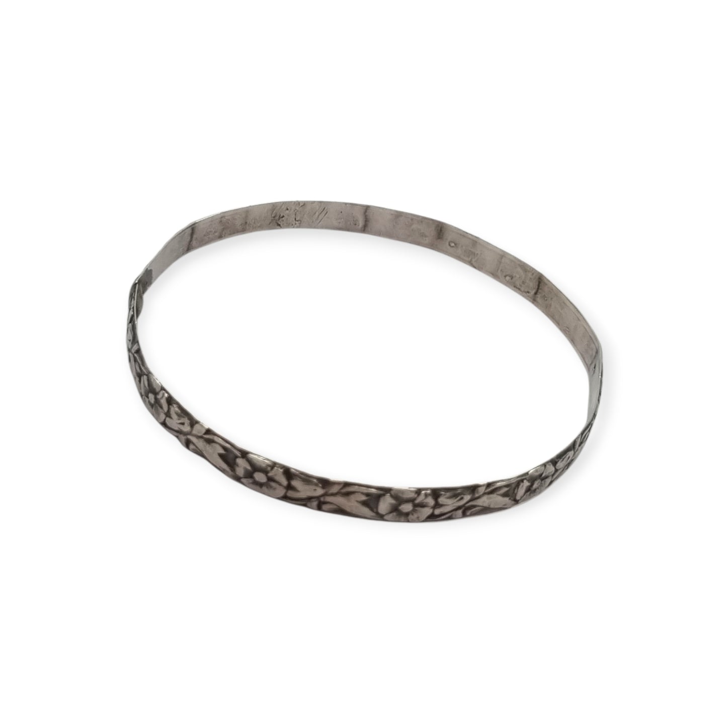 Vintage silver bracelet with embossed floral design circa 1950