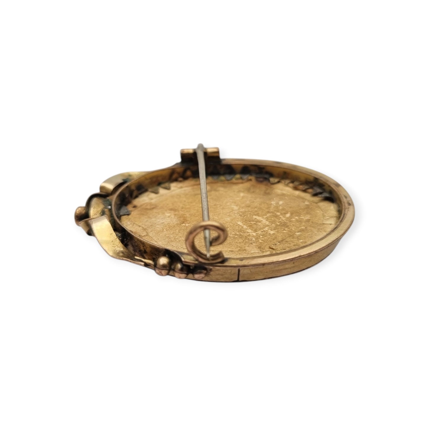 Belle Époque gilded metal locket brooch with Louis XV style miniature child portrait, circa 1890-1910