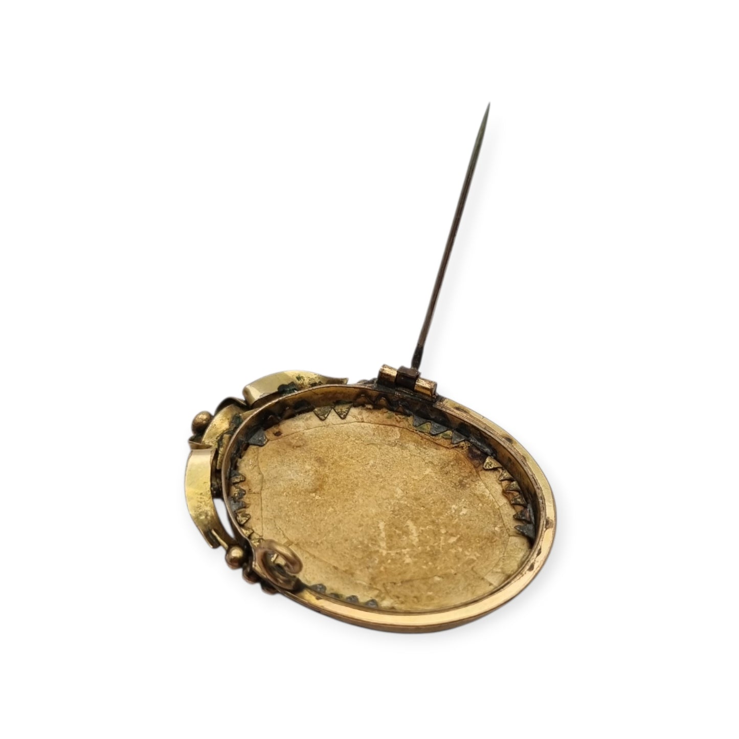 Belle Époque gilded metal locket brooch with Louis XV style miniature child portrait, circa 1890-1910