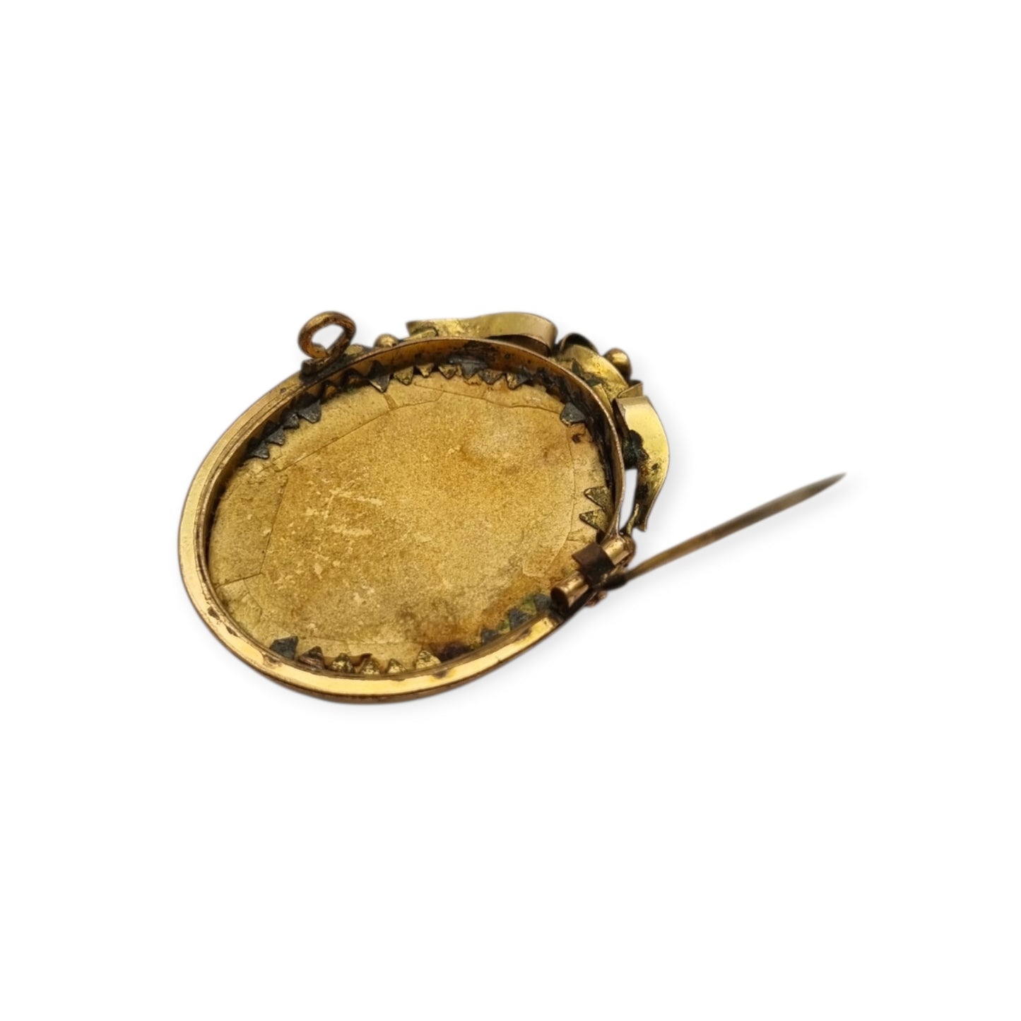 Belle Époque gilded metal locket brooch with Louis XV style miniature child portrait, circa 1890-1910