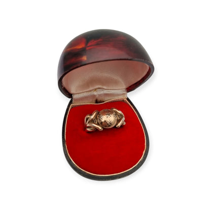 French ORANOR two-tone sterling silver and 18K gold ring, late Art Deco style, circa 1930-1940
