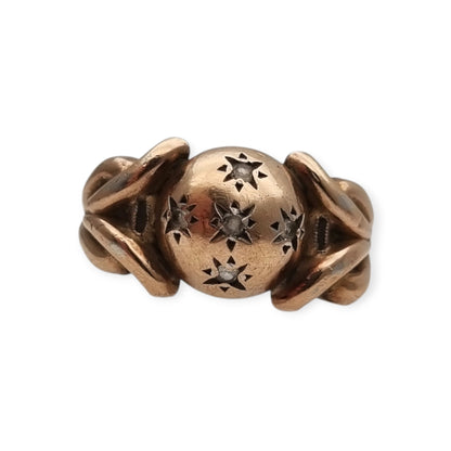 French ORANOR two-tone sterling silver and 18K gold ring, late Art Deco style, circa 1930-1940