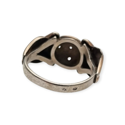 French ORANOR two-tone sterling silver and 18K gold ring, late Art Deco style, circa 1930-1940