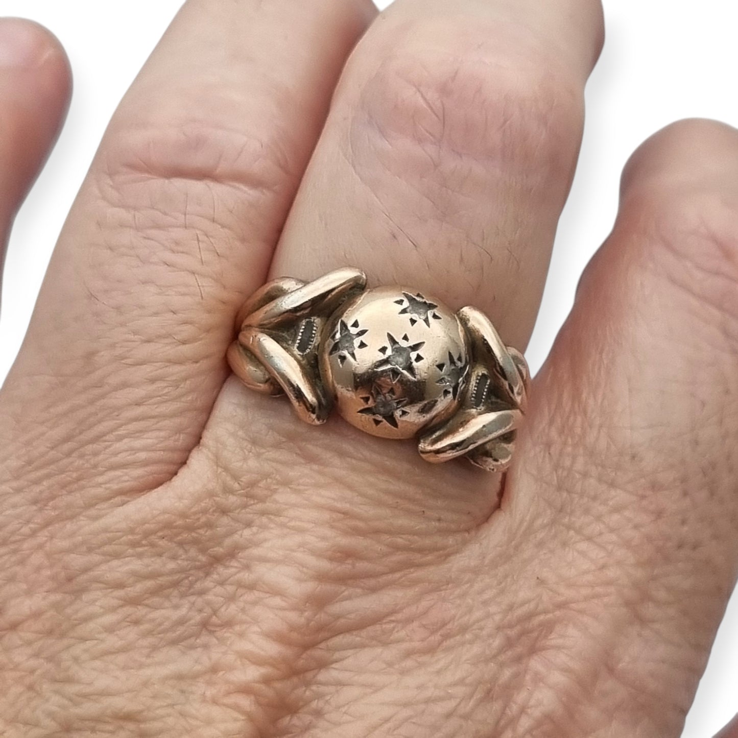 French ORANOR two-tone sterling silver and 18K gold ring, late Art Deco style, circa 1930-1940
