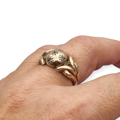 French ORANOR two-tone sterling silver and 18K gold ring, late Art Deco style, circa 1930-1940