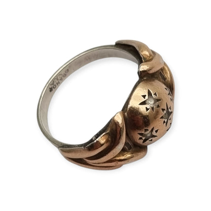 French ORANOR two-tone sterling silver and 18K gold ring, late Art Deco style, circa 1930-1940