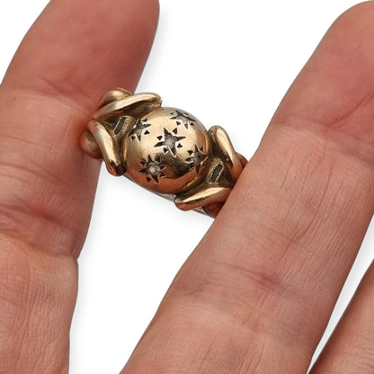 French ORANOR two-tone sterling silver and 18K gold ring, late Art Deco style, circa 1930-1940