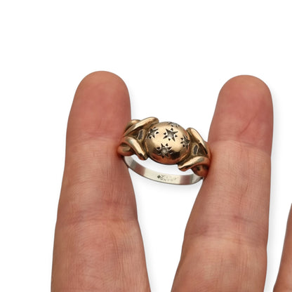 French ORANOR two-tone sterling silver and 18K gold ring, late Art Deco style, circa 1930-1940