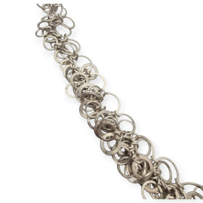 Collar vintage italiano de plata de anillas texturizadas, modernista Mid-Century, ca. 1980–1995
