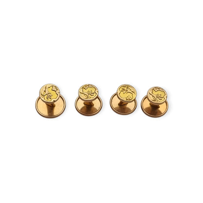 Botones de Pechera Franceses FIX Oro Laminado Art Nouveau Belle Époque Juego de 4 ca. 1900