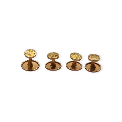 Botones de Pechera Franceses FIX Oro Laminado Art Nouveau Belle Époque Juego de 4 ca. 1900