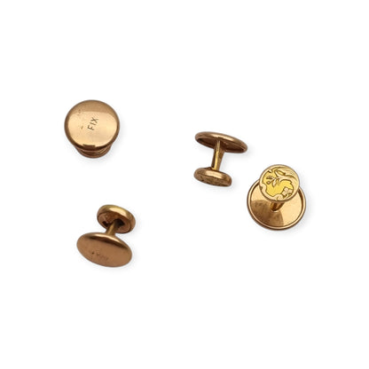 Botones de Pechera Franceses FIX Oro Laminado Art Nouveau Belle Époque Juego de 4 ca. 1900
