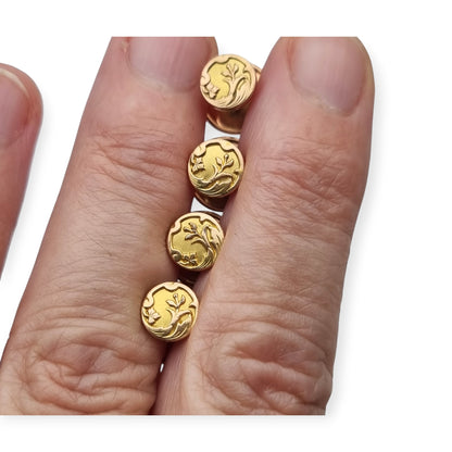 Botones de Pechera Franceses FIX Oro Laminado Art Nouveau Belle Époque Juego de 4 ca. 1900