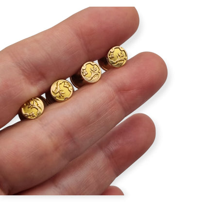 Botones de Pechera Franceses FIX Oro Laminado Art Nouveau Belle Époque Juego de 4 ca. 1900