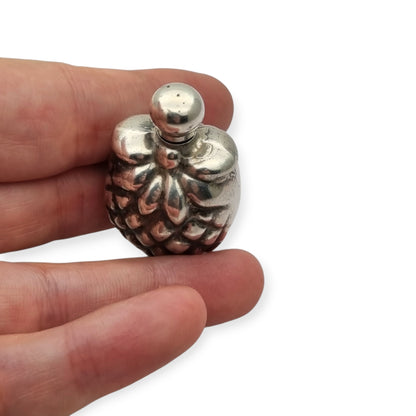 Sterling silver miniature perfume bottle in the form of a pineapple, circa 1970–1980