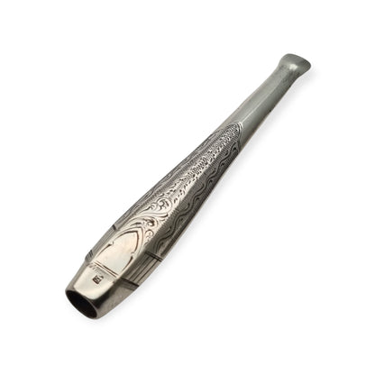 Antique Victorian cigarette holder in engraved silver with monogram cartouche, circa 1900-1925