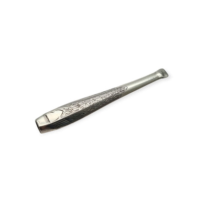 Antique Victorian cigarette holder in engraved silver with monogram cartouche, circa 1900-1925