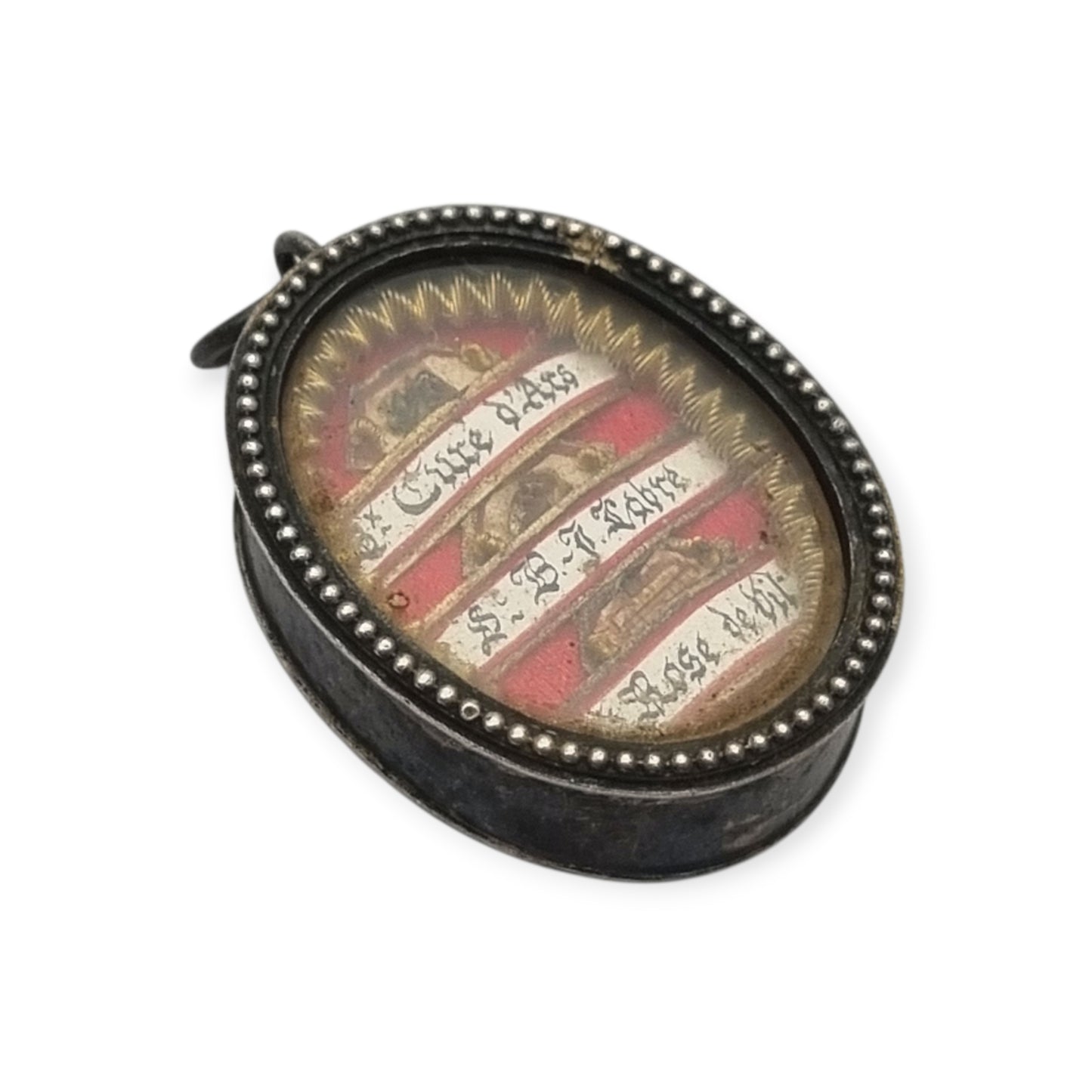 French Catholic three-relic silver reliquary, sealed, historicist devotional circa 1905–1925