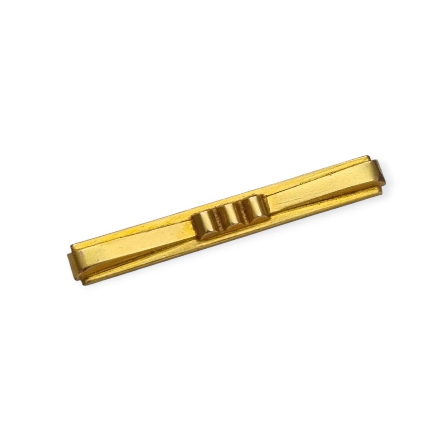 Broche barra MURAT francés en metal dorado, joyería Art Déco geométrica, ca. 1920–1940