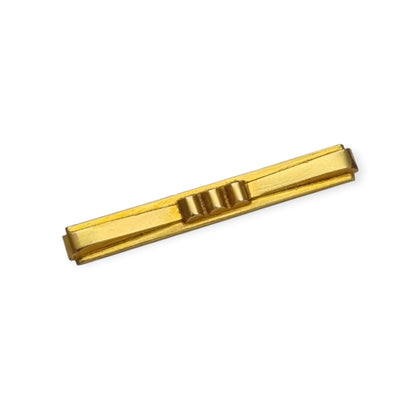 Broche barra MURAT francés en metal dorado, joyería Art Déco geométrica, ca. 1920–1940