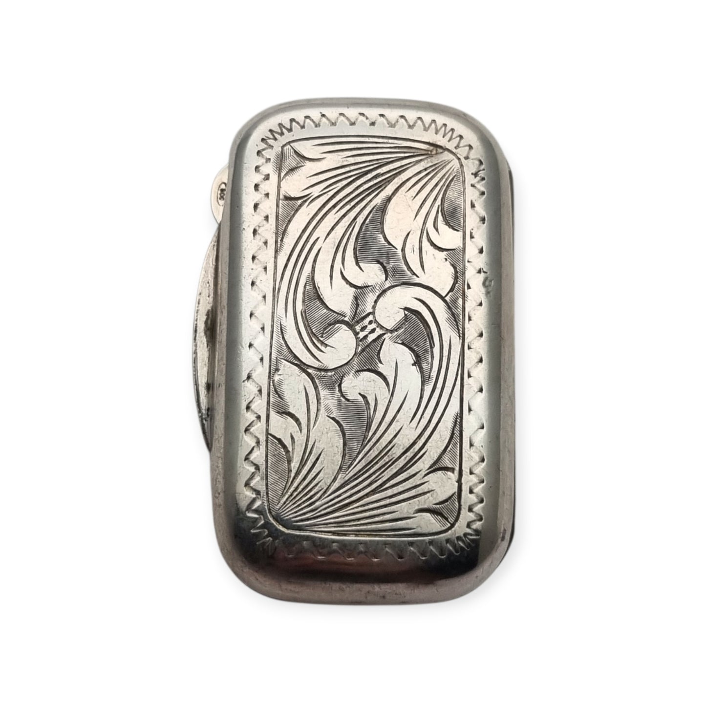 Caja de bolsillo antigua en plata 800, grabado floral de inspiración Art Nouveau, Europa continental, ca. 1900–1935