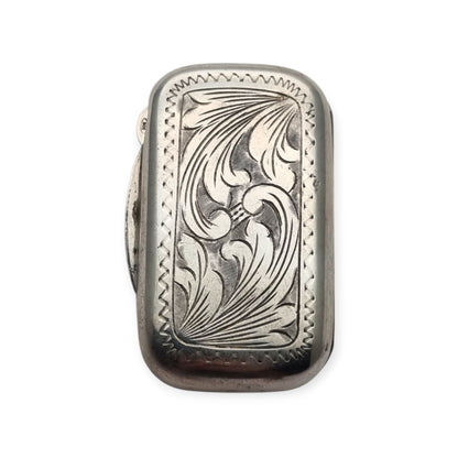 Caja de bolsillo antigua en plata 800, grabado floral de inspiración Art Nouveau, Europa continental, ca. 1900–1935