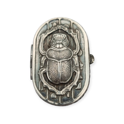 Egyptian silver box with scarab, Egyptian Revival decoration, and hieroglyphic motifs, 20th century, ca. 1945–1970
