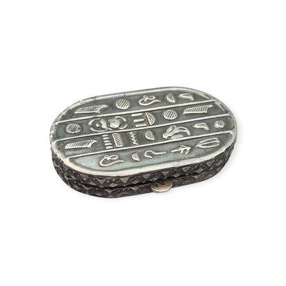 Egyptian silver box with scarab, Egyptian Revival decoration, and hieroglyphic motifs, 20th century, ca. 1945–1970