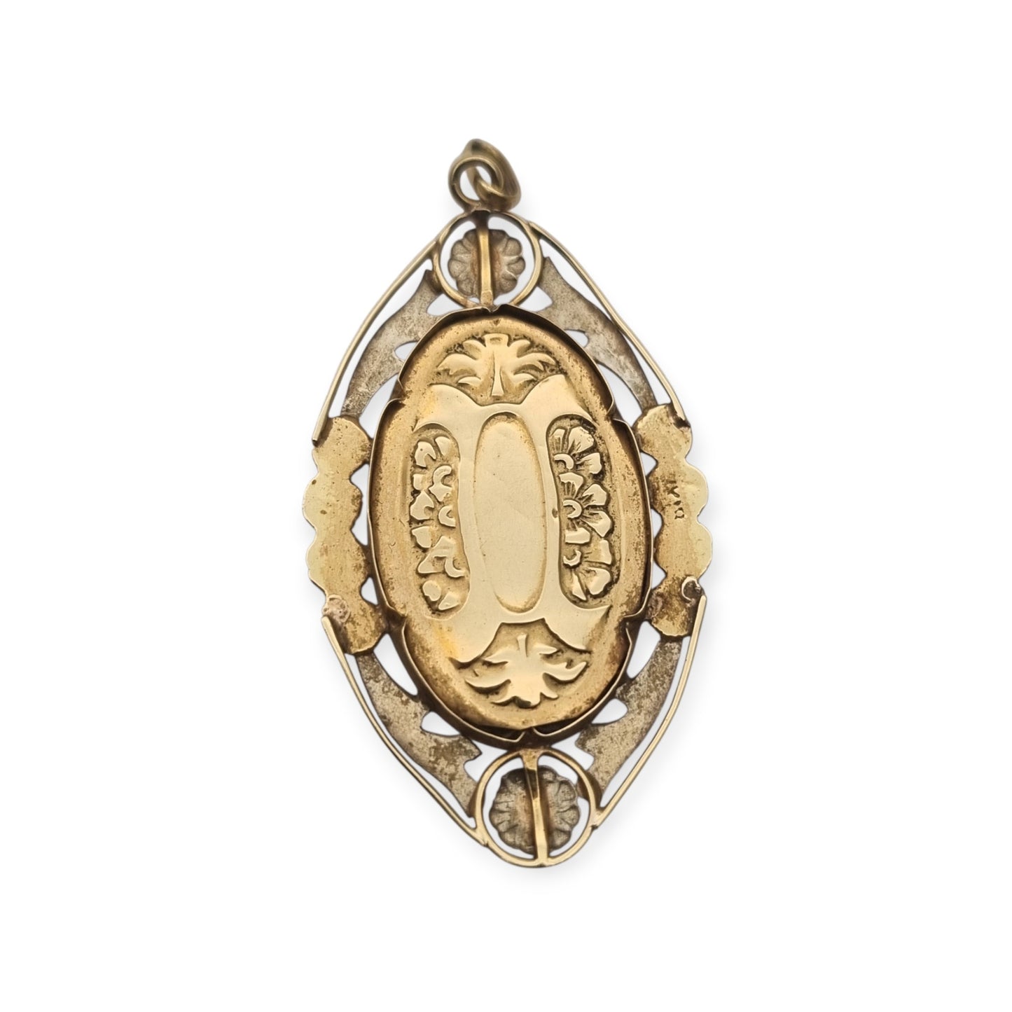 Saint Thérèse of Lisieux Medallion in 18K Two-Tone Gold, Art Deco Floral Religious Pendant, c. 1925–1940