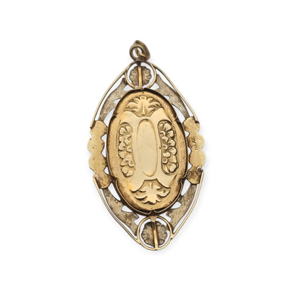 Saint Thérèse of Lisieux Medallion in 18K Two-Tone Gold, Art Deco Floral Religious Pendant, c. 1925–1940
