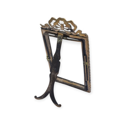 Belle Époque photo frame with glass panels and a Louis XVI bow, likely French, ca. 1890–1910