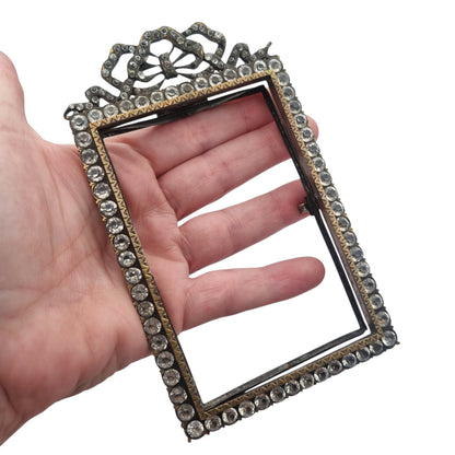 Belle Époque photo frame with glass panels and a Louis XVI bow, likely French, ca. 1890–1910