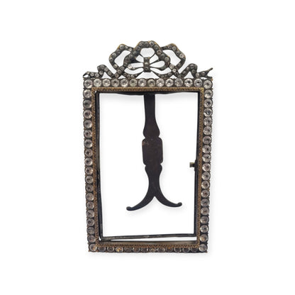 Belle Époque photo frame with glass panels and a Louis XVI bow, likely French, ca. 1890–1910