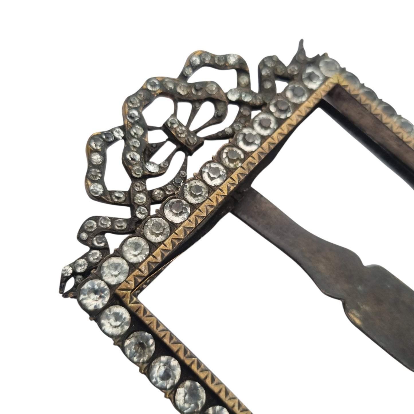 Belle Époque photo frame with glass panels and a Louis XVI bow, likely French, ca. 1890–1910