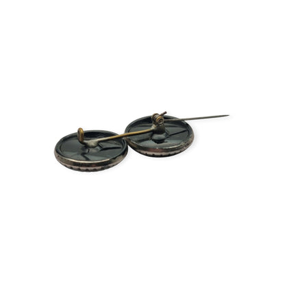 Art Deco two-tone double clip brooch, Charleston era, circa 1925–1935
