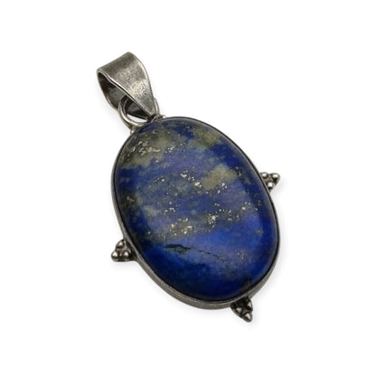 Colgante vintage de plata 925 y lapislázuli azul, boho chic artesanal, años 80