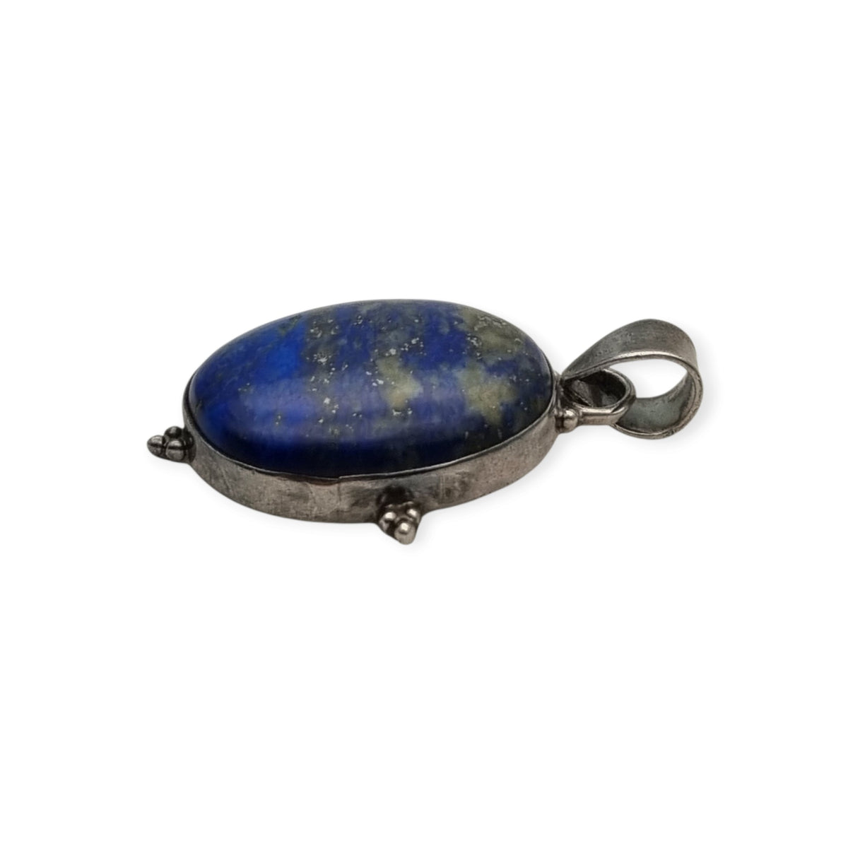 Colgante vintage de plata 925 y lapislázuli azul, boho chic artesanal, años 80