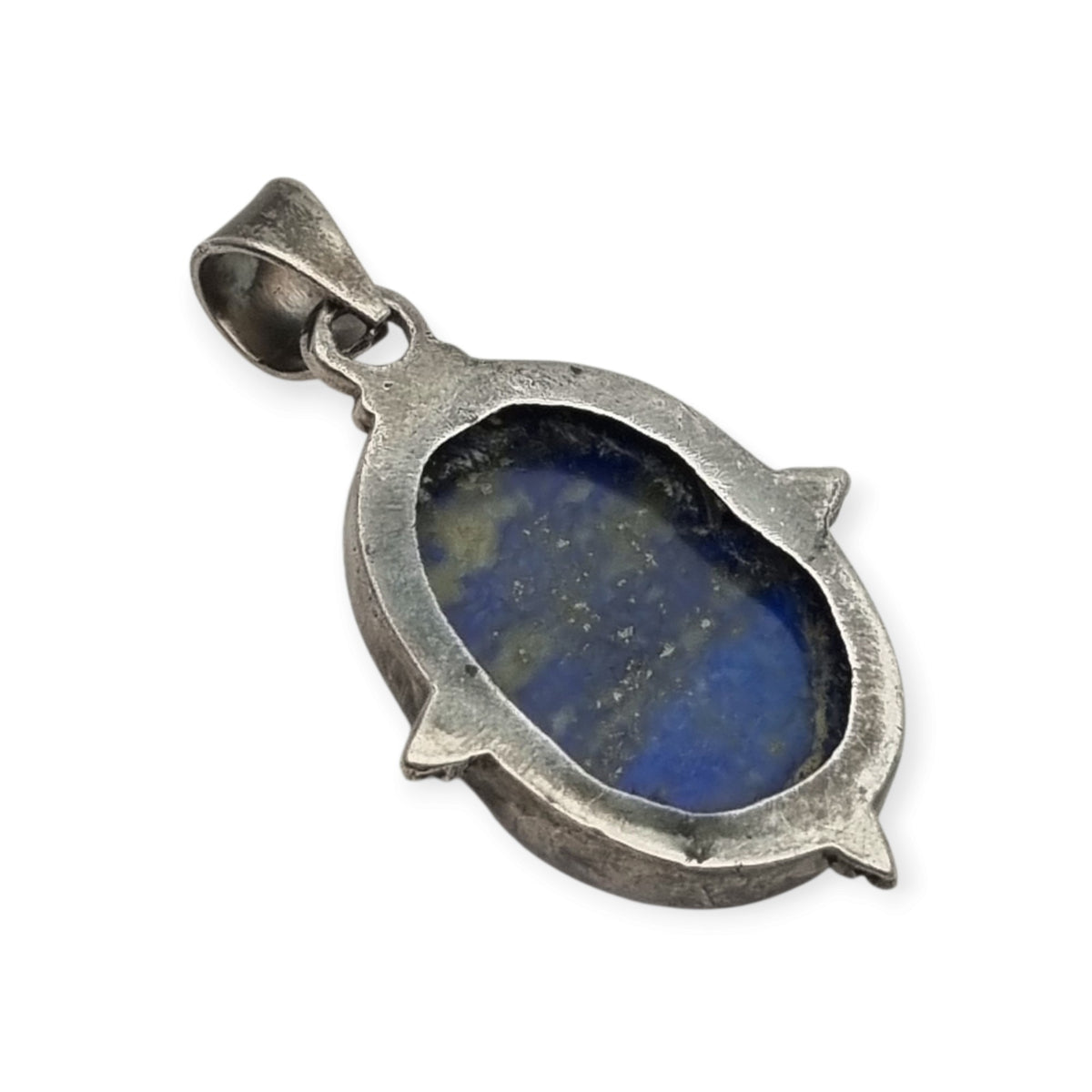 Colgante vintage de plata 925 y lapislázuli azul, boho chic artesanal, años 80