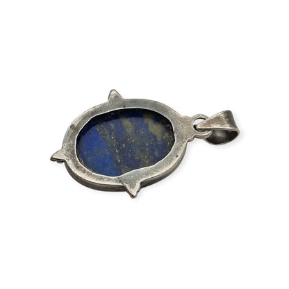 Colgante vintage de plata 925 y lapislázuli azul, boho chic artesanal, años 80