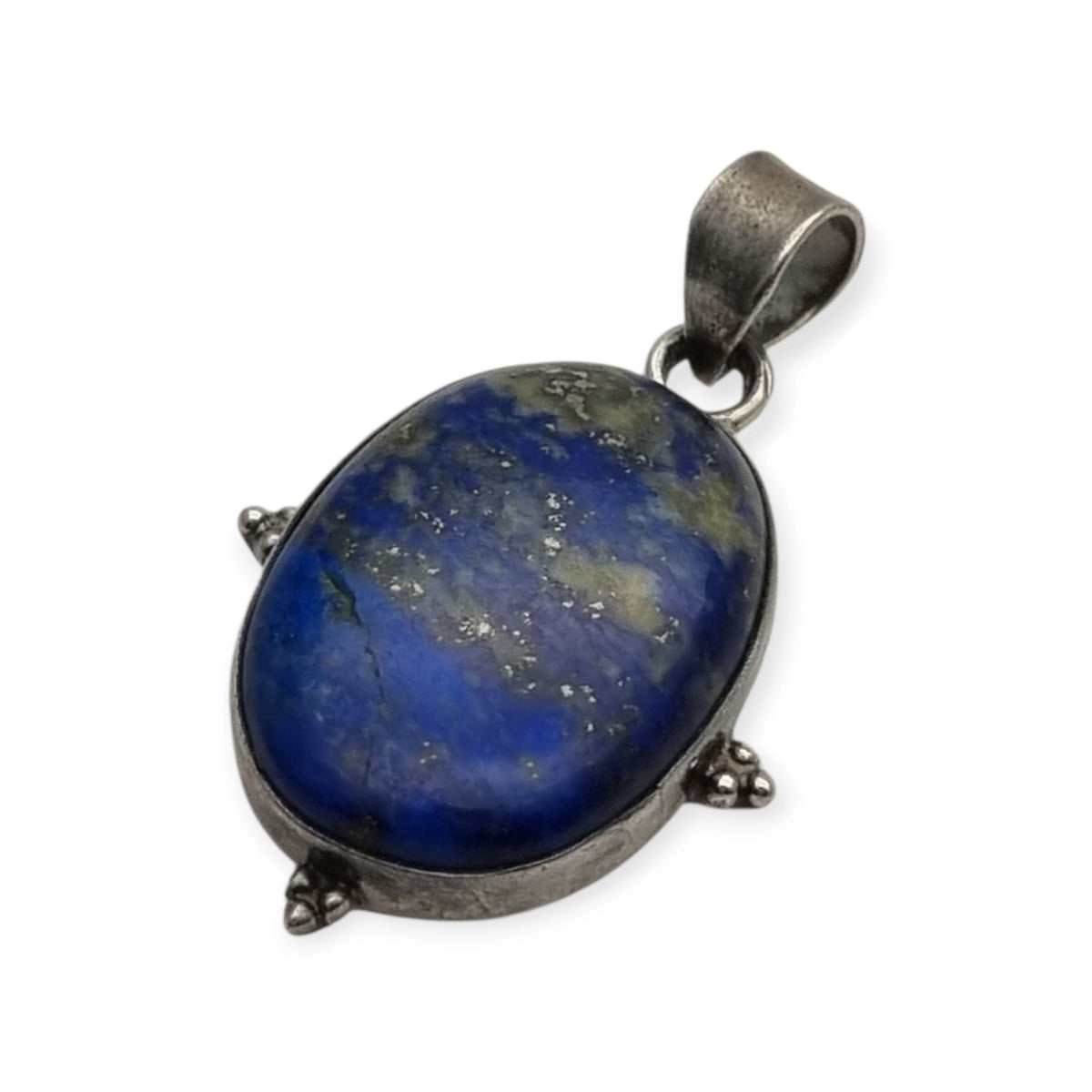 Colgante vintage de plata 925 y lapislázuli azul, boho chic artesanal, años 80