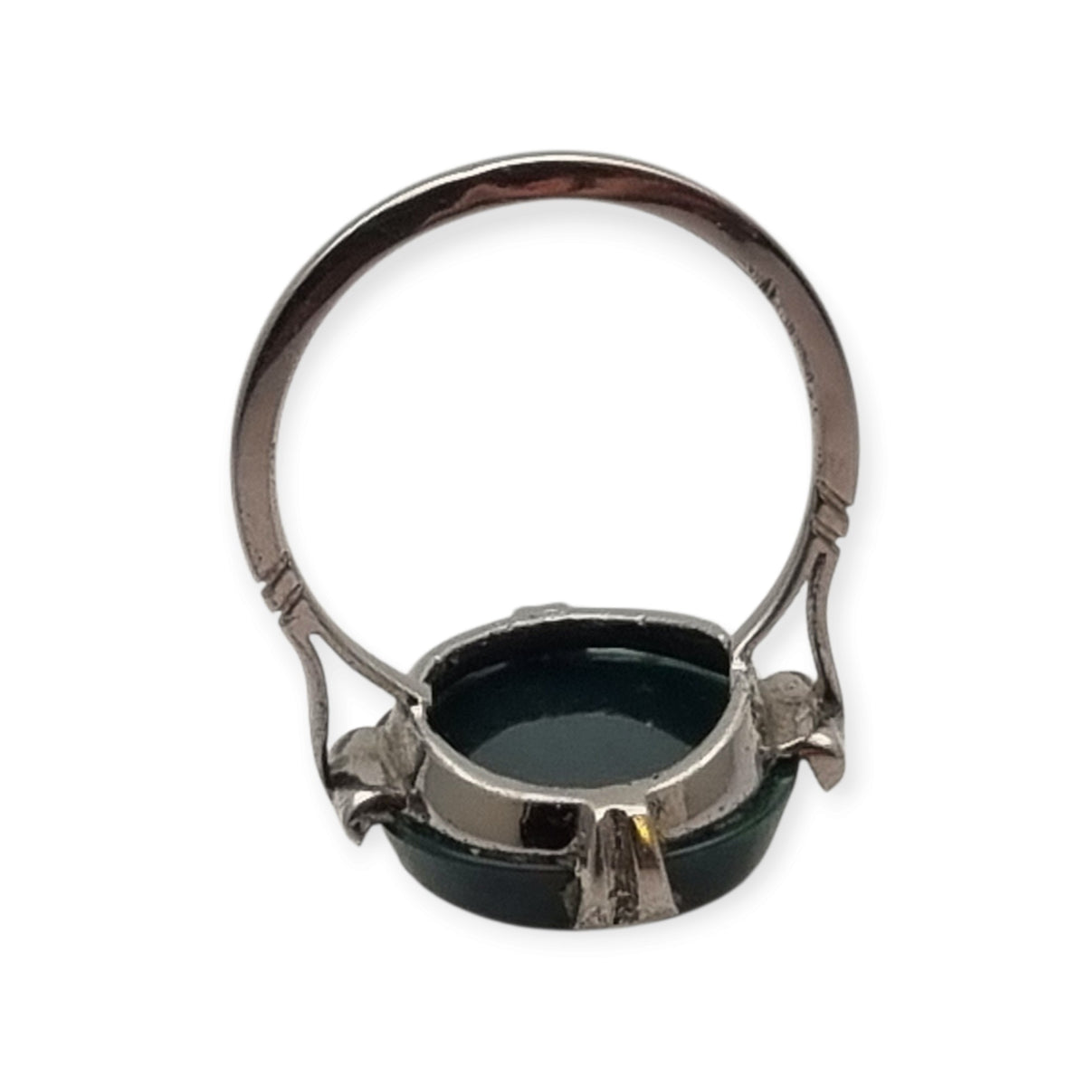Vintage silver ring with bloodstone, Art Deco revival design, circa 1950