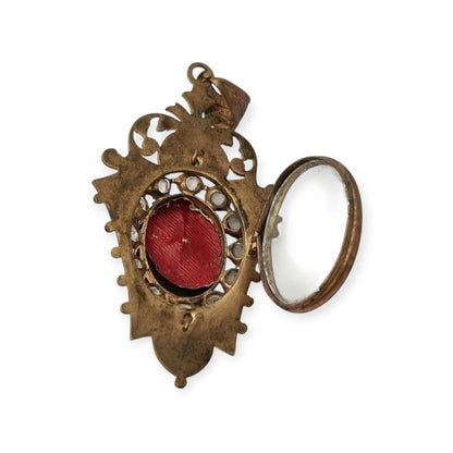 Antique Victorian mourning locket and sentimental jewelry with onyx and rhinestones, Spain, ca. 1890–1920
