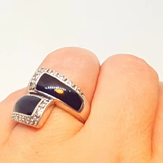 Anillo vintage mujer onix anillo negro plata de ley regalos originales