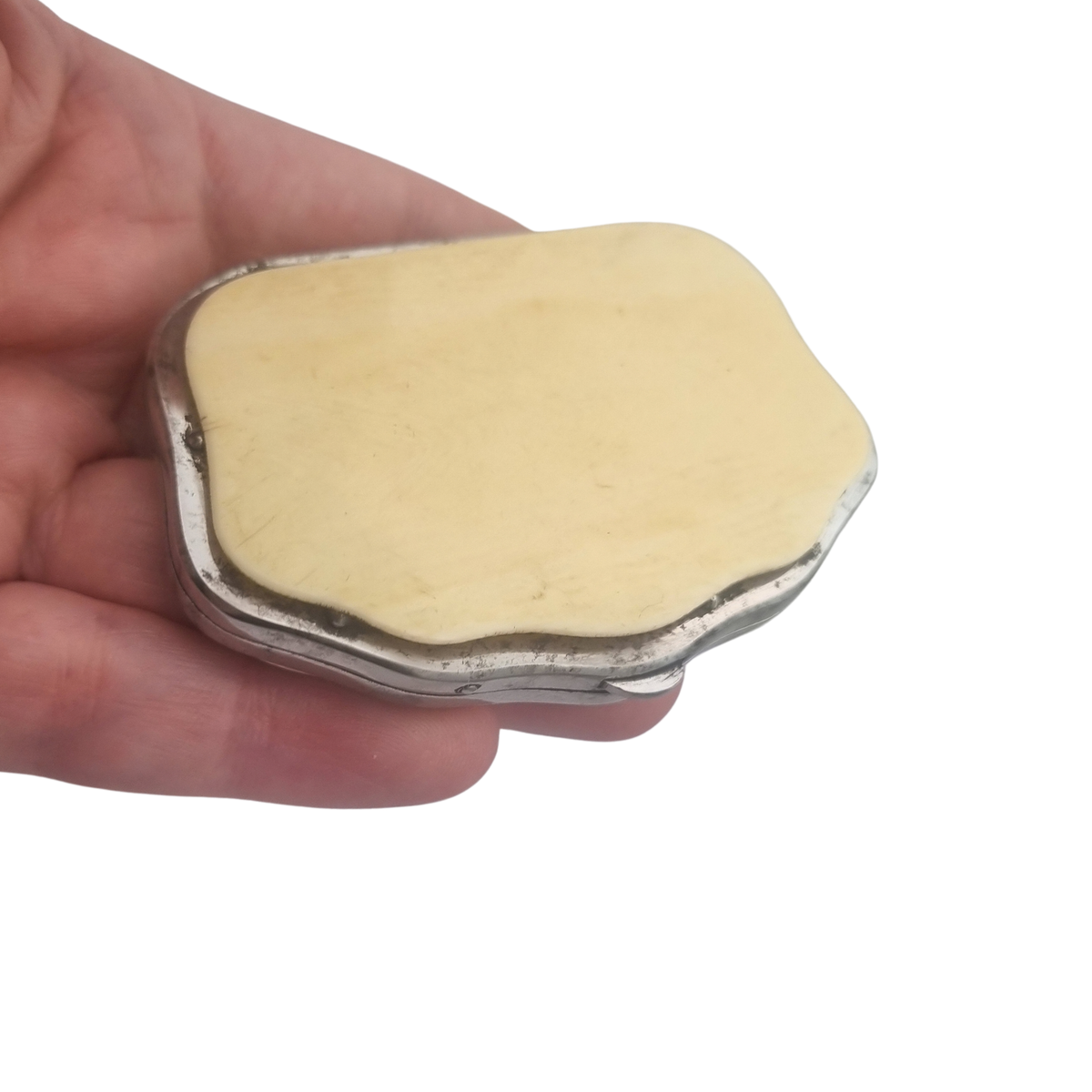Antique French Belle Époque galalith coin purse with piqué decoration, circa 1900–1910