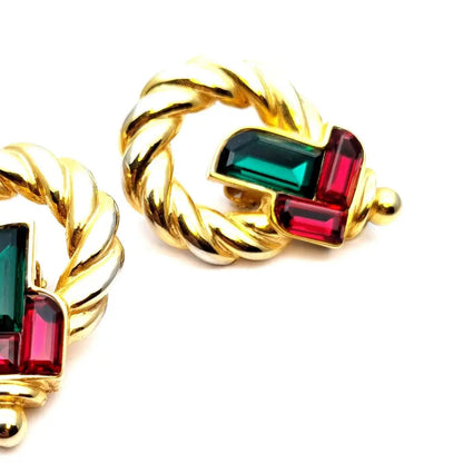 Pendientes vintage 80’s pendientes de bisutería para mujer Joyas oro pedrería