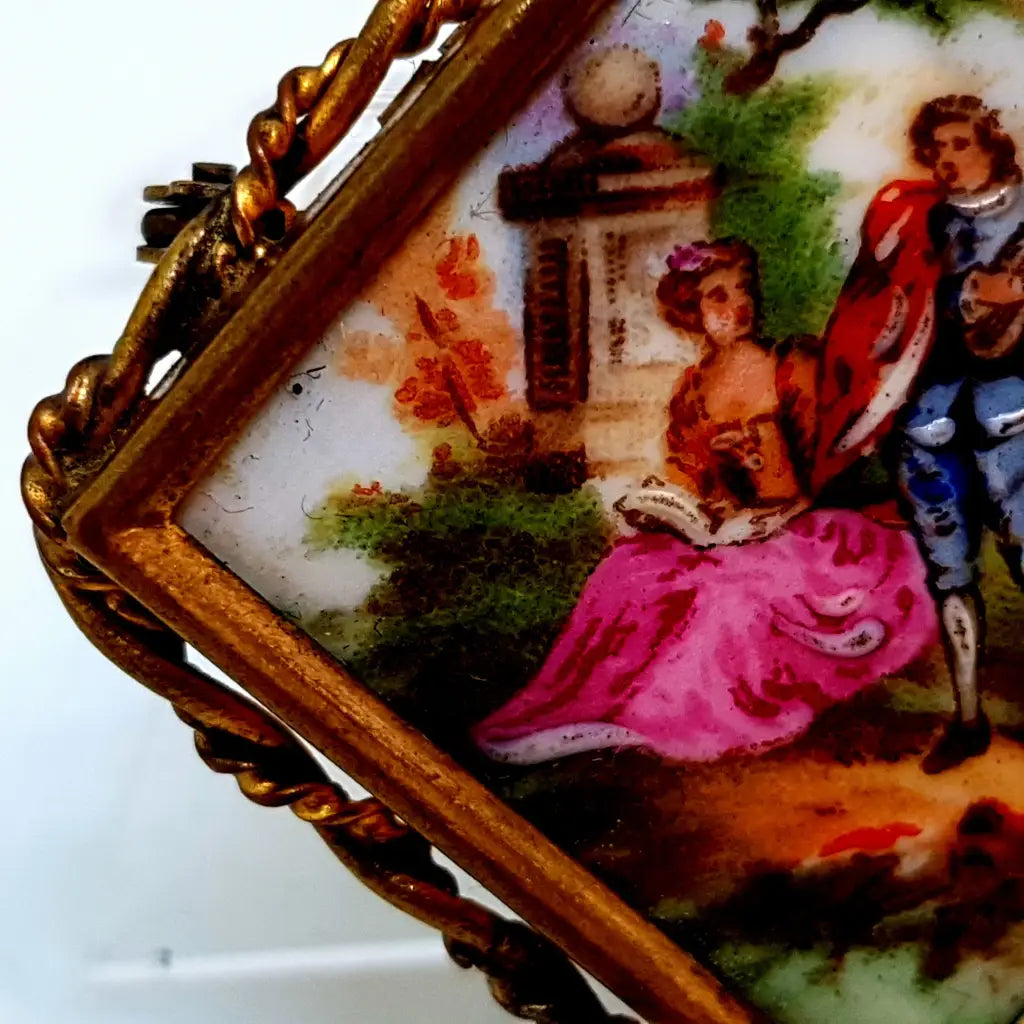 Broche vintage de Limoges francés porcelana Limoges.